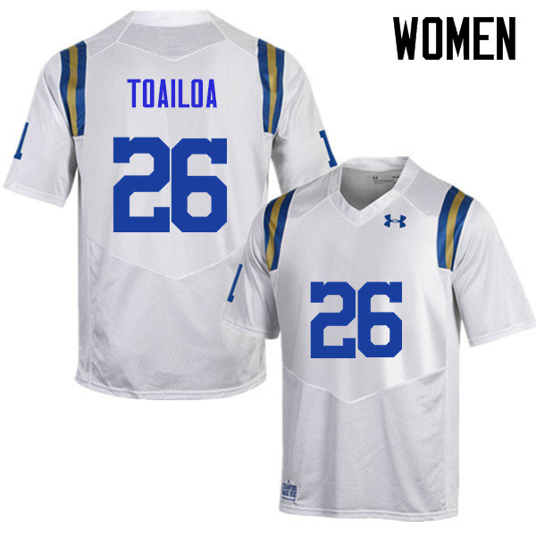 Women #26 Leni Toailoa UCLA Bruins Under Armour College Football Jerseys Sale-White